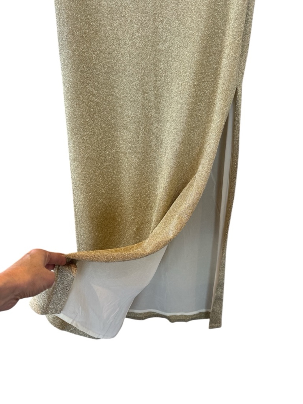 Moschino Couture Gold High Slit Knit Midi Skirt - Picture 3 of 11